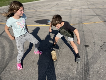 Golden shoe in the boathouse parking lot